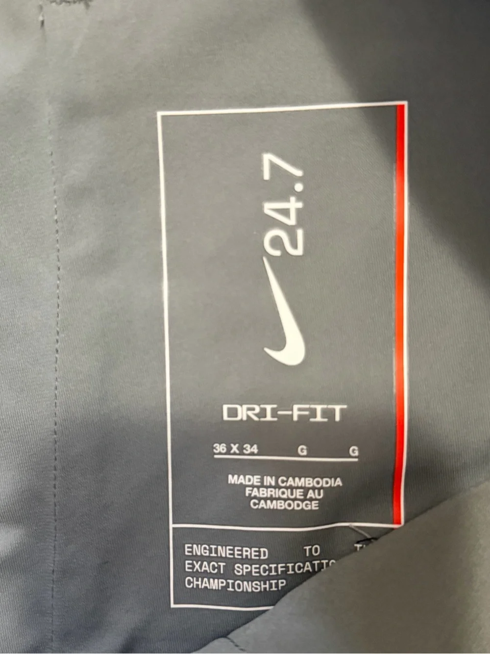 NIKE DRI FIT 24.7 Straight Fit Performance Pants Gray 5 pocket golf pants